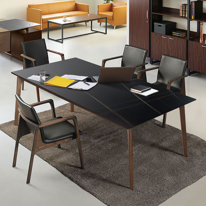 그라스 세라믹 원목 테이블 (2가지 색상)