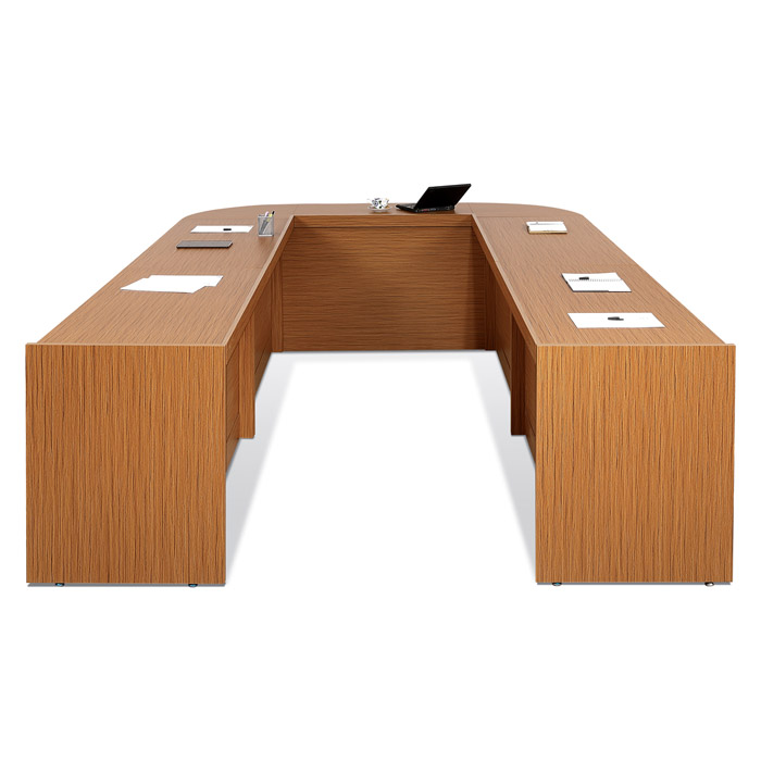 티크 클레버 연결식 회의용 테이블 (ㄷ자형)