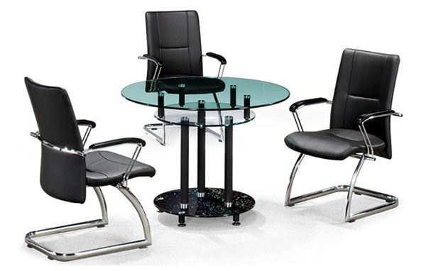 연그린 유리 원형 탁자