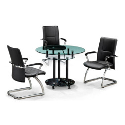 연그린 유리 원형 탁자