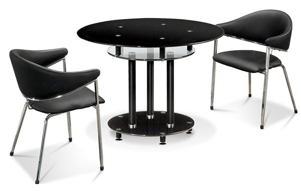 블랙 유리 원형 탁자