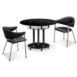 블랙 유리 원형 탁자