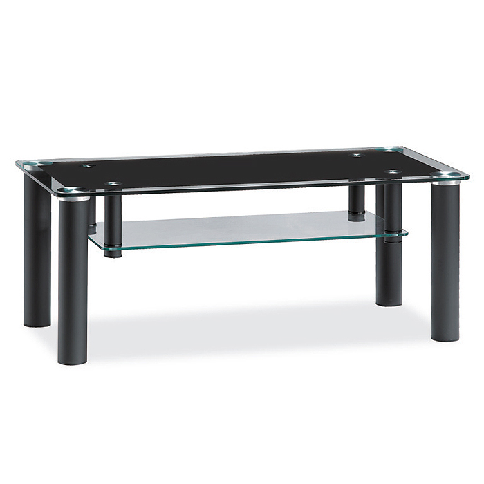 블랙 강화 유리 소파 탁자 (선반형)