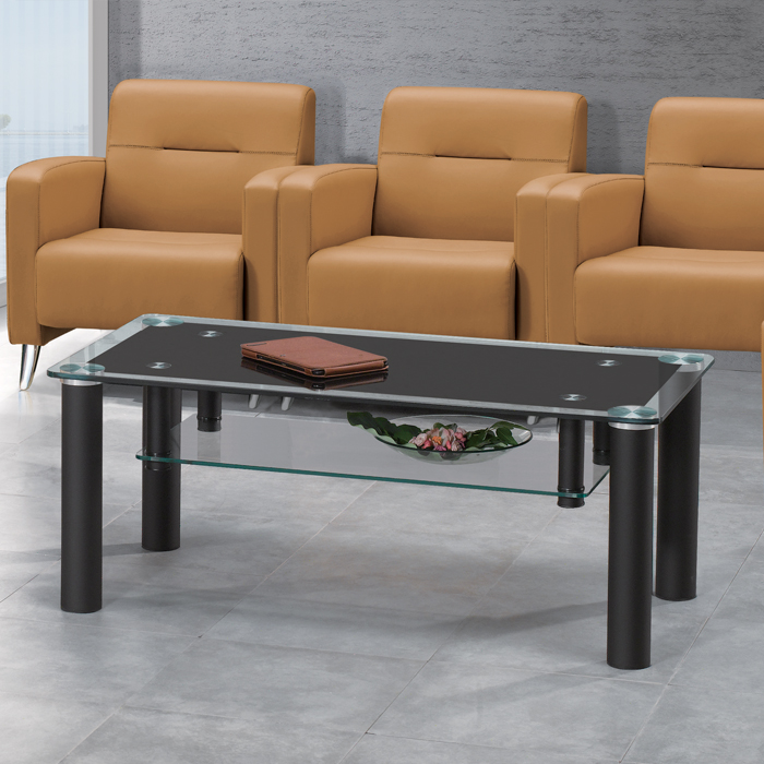 블랙 강화 유리 소파 탁자 (선반형)