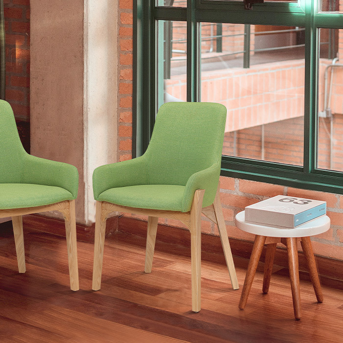 피넛 원목 패브릭 의자