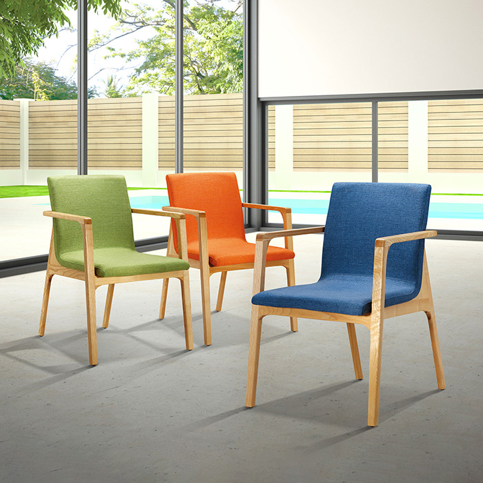 레토 원목 패브릭 의자