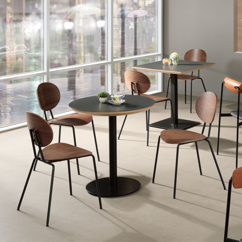 로지 무늬목 철제 의자