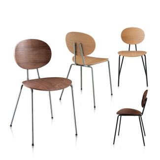 로지 무늬목 철제 의자